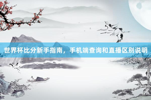 世界杯比分新手指南，手机端查询和直播区别说明